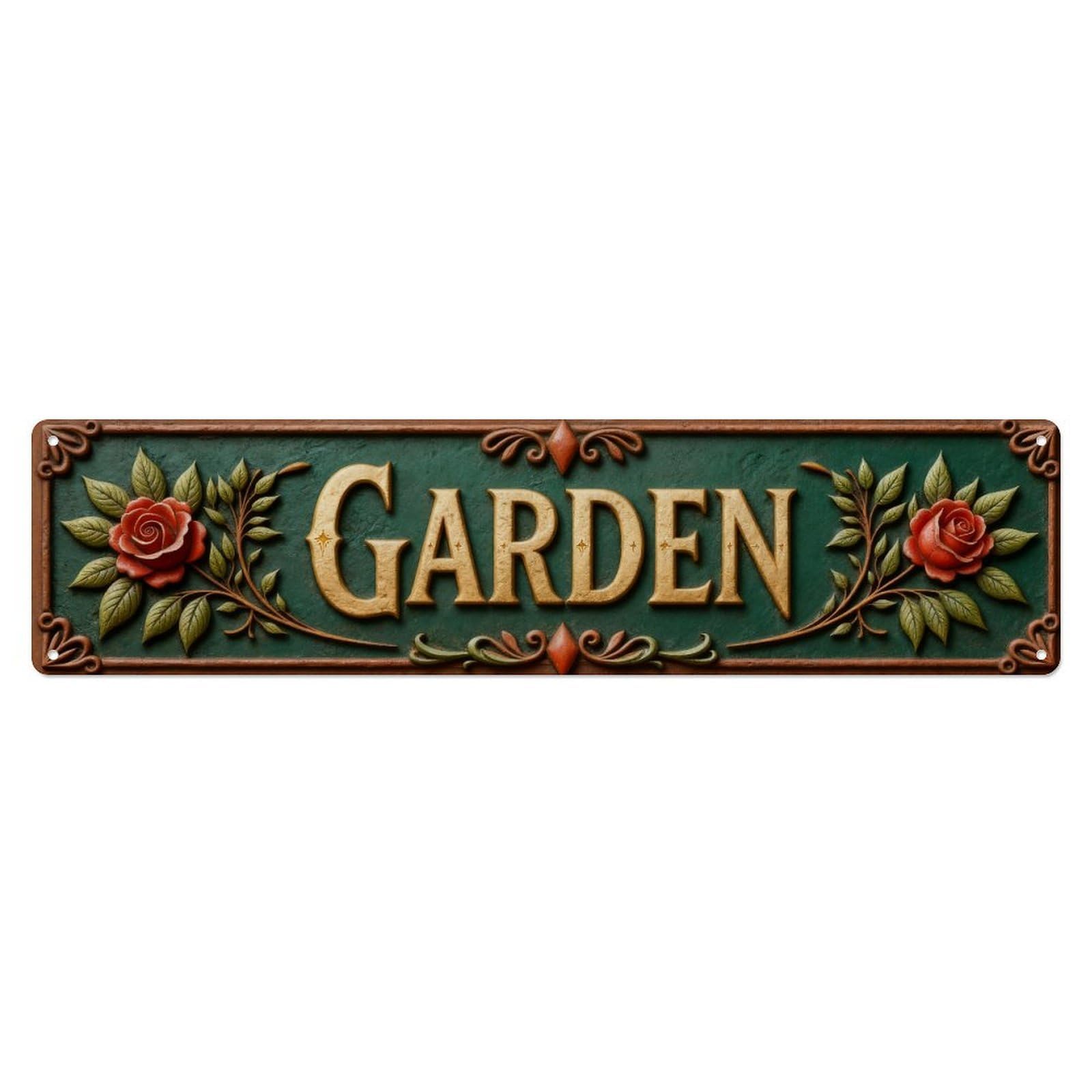 Garden Rose Floral Ornate Metal Tin Sign Plaque