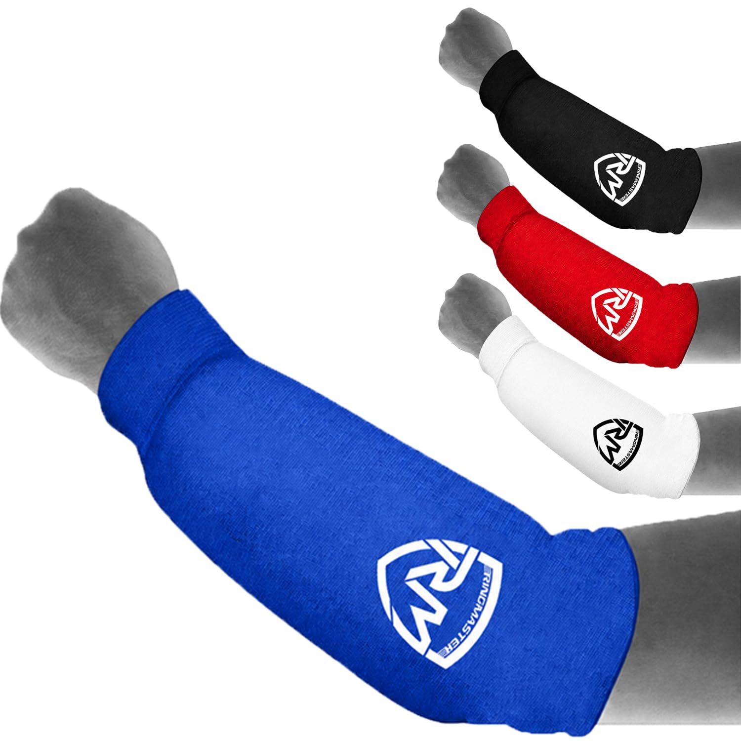 Ringmaster Elastic Forearm Pads Arm Guard Cover Kickboxing Karate MMA Thai Martial Arts Training Adult Kid Youth Weightlifting Archery American Football Girdles Blue, Small