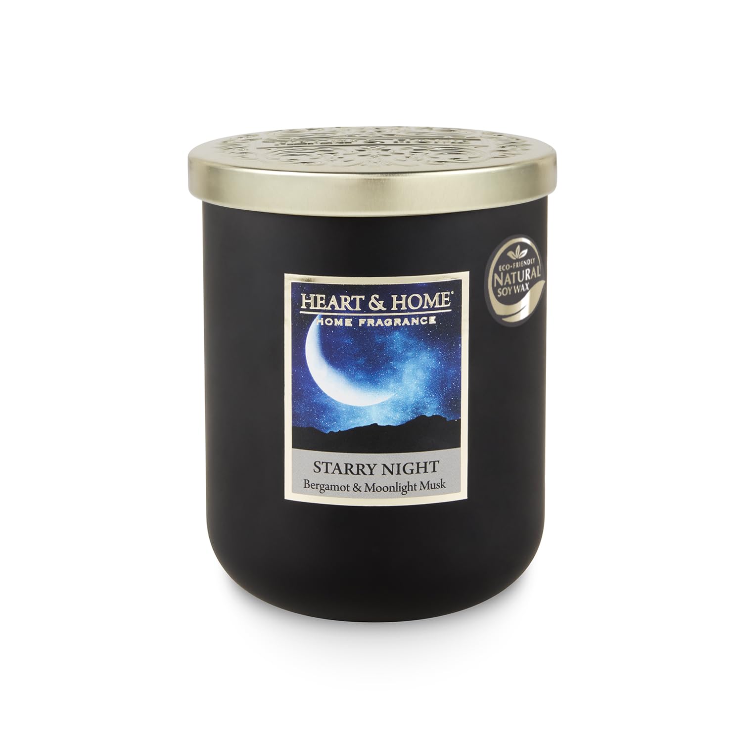 Bougie parfumée petite jarre 110g-​30h senteur Nuit étoilée (bergamote, lavandin, géranium, petit grain) - Heart & Home