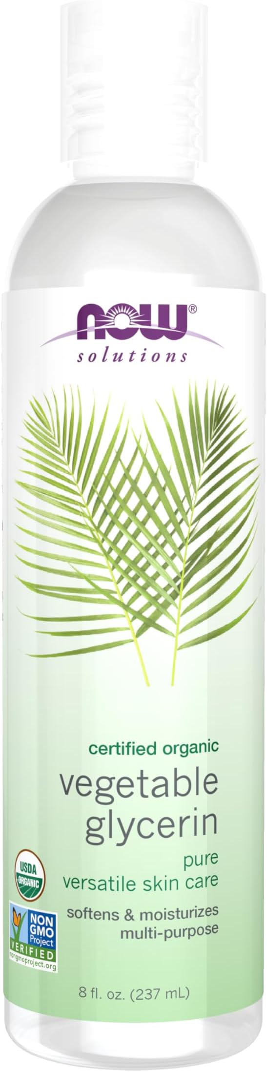 NOW Foods Solutions, Organic Vegetable Glycerin Oil, 100% Pure, Softening and Moisturizing Multi-Purpose Skin Care, 8-Ounce