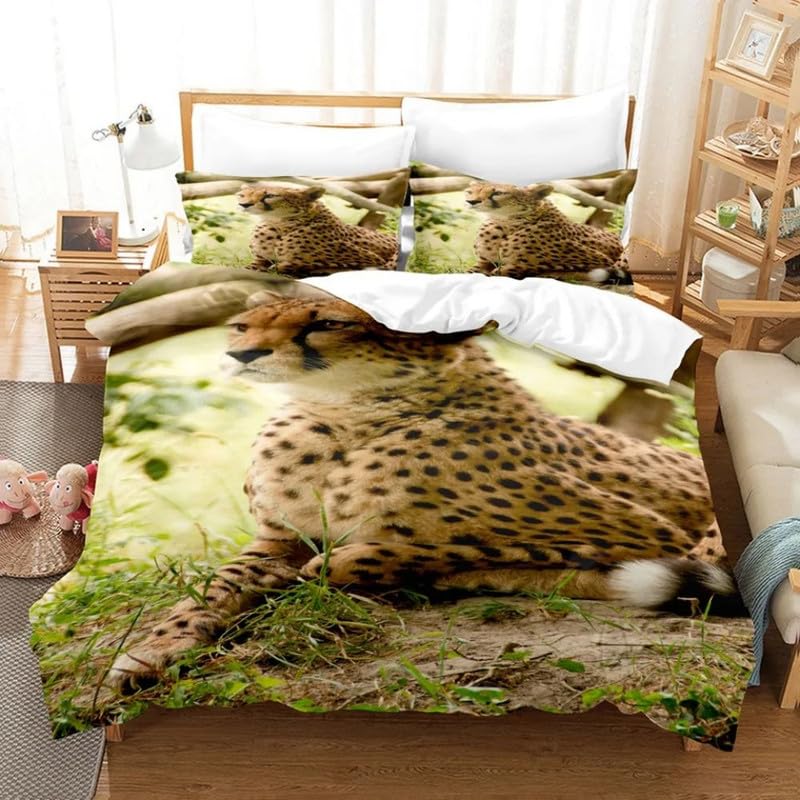 Housse de couette 90x190 léopard vert pour transformer la chambre enfant en jungle douce