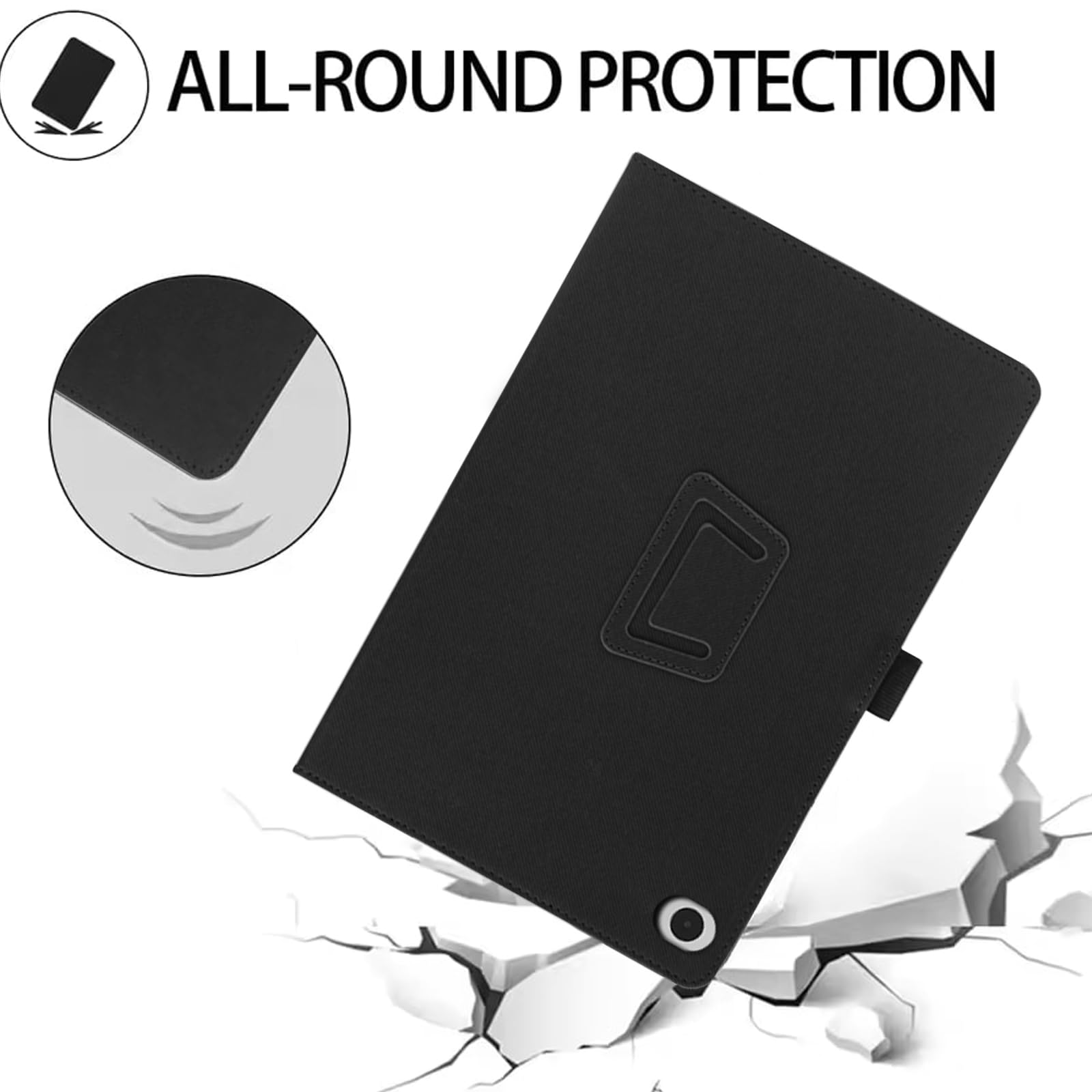 Custodia In Pelle PU Per Wacom MovinkPad 11: Protettiva Con Cinturino E Funzione Supporto (Nero)