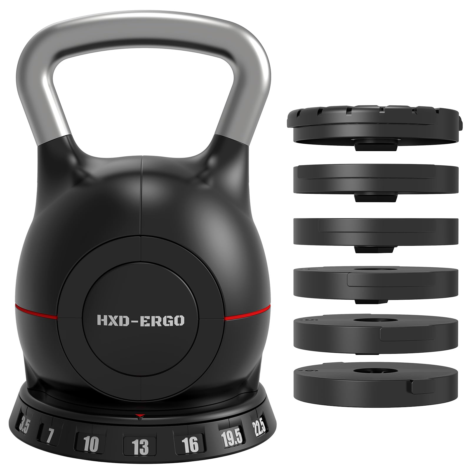 HXD-ERGO Adjustable Kettlebell Weight Set-Quickly Adjusts Weights, Comfortable Grip, Ergonomic Kettlebell Sets For Home Gym