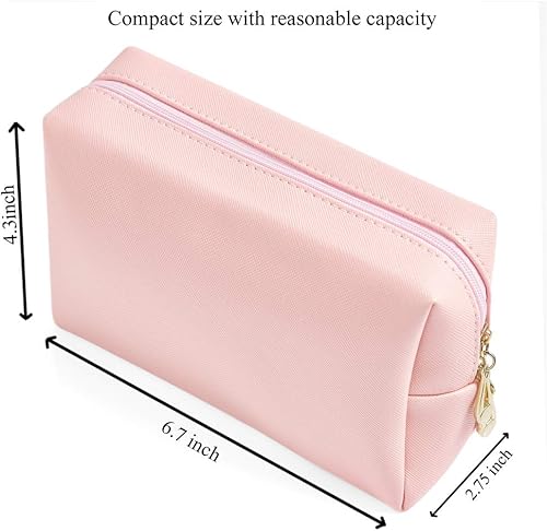 Miniatura 9 de Sohynca Bolsa de cosméticos de piel sintética para mujer, bolsa de maquillaje minimalista para uso diario, bolsa de almacenamiento portátil, pequeña