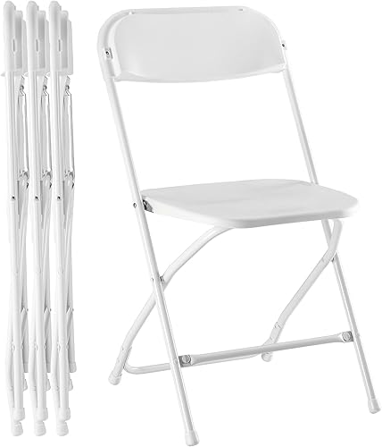 Simple Deluxe Paquete de 4 sillas plegables de plástico, asiento portátil plegable apilable con marco de metal de capacidad de 330 libras, comercial