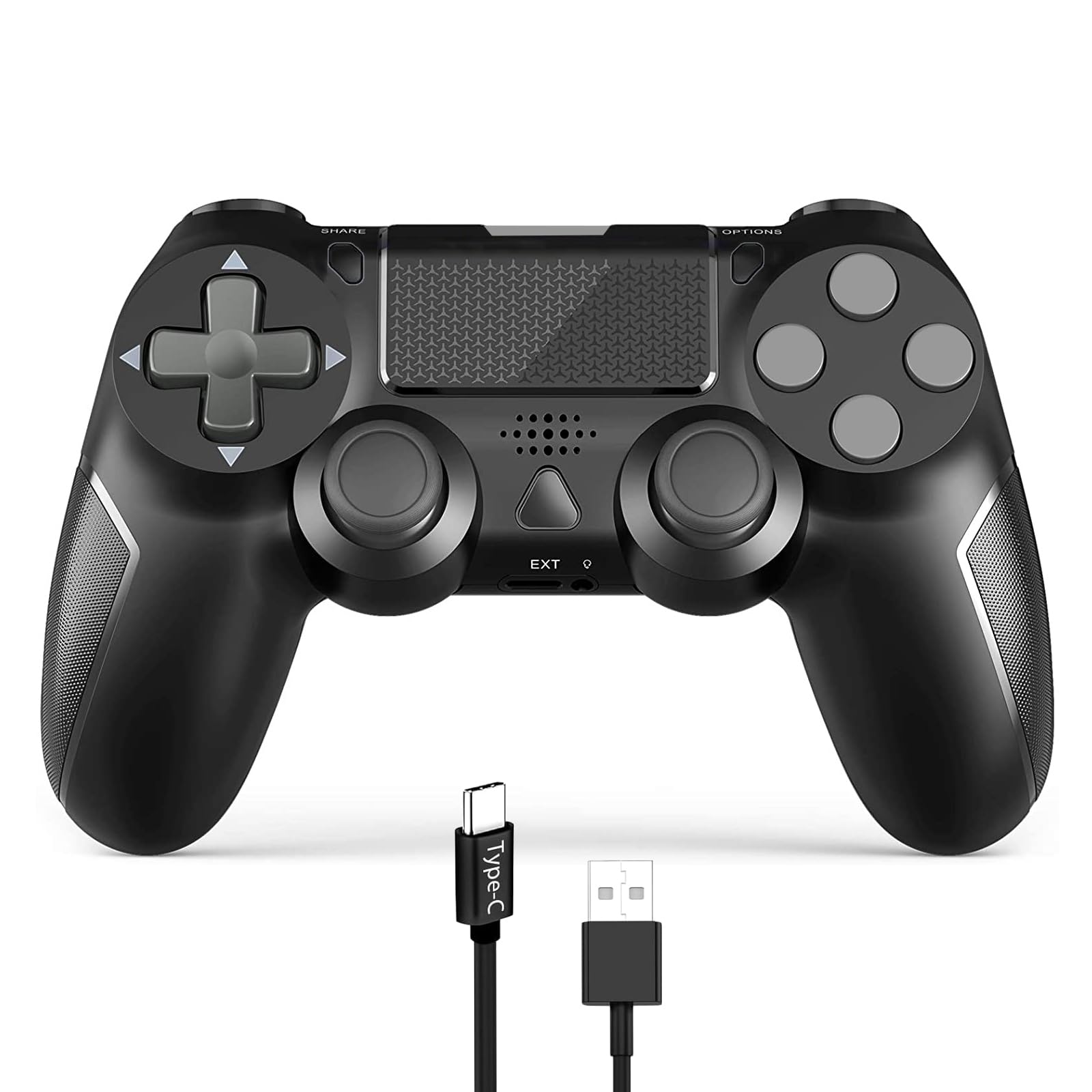 BJXOZ Wireless Controller for PS4, Gamepad with Type-C Port/Hyper-Sensitive 360° Sticks/Vibration/Ergonomic Grip/Speaker/6-Axis Sensor/Audio Jack/Multi Touch Pad, for PS4/Slim/Pro/PC