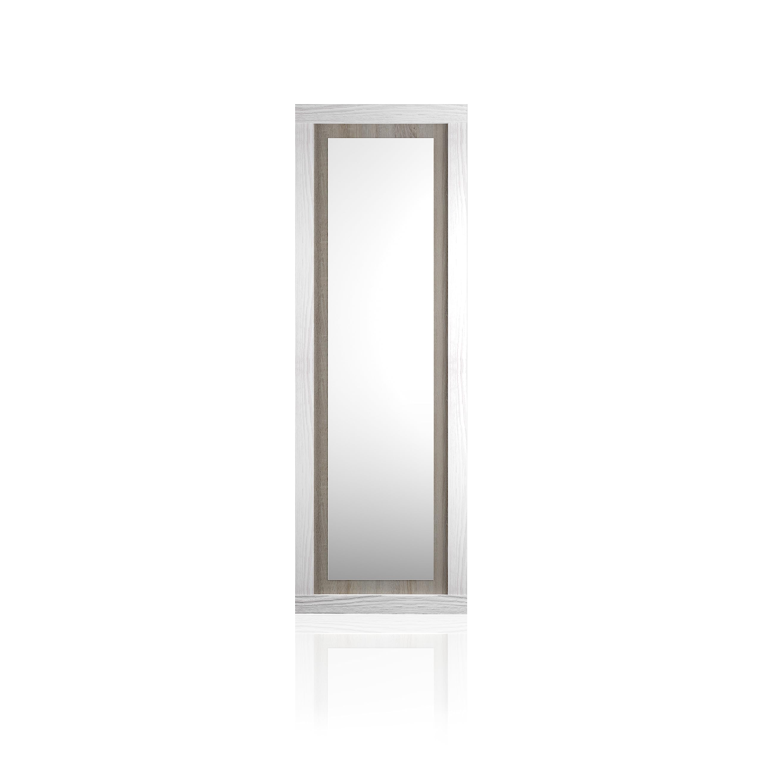 duehome | Espejo Mural Rectangular, Espejo de Pared, Modelo Kira, Acabado en Color Andersen Pino y Gris, Medidas: 60 cm (Ancho) x 180 cm (Alto) x 3,5 cm (Fondo)
