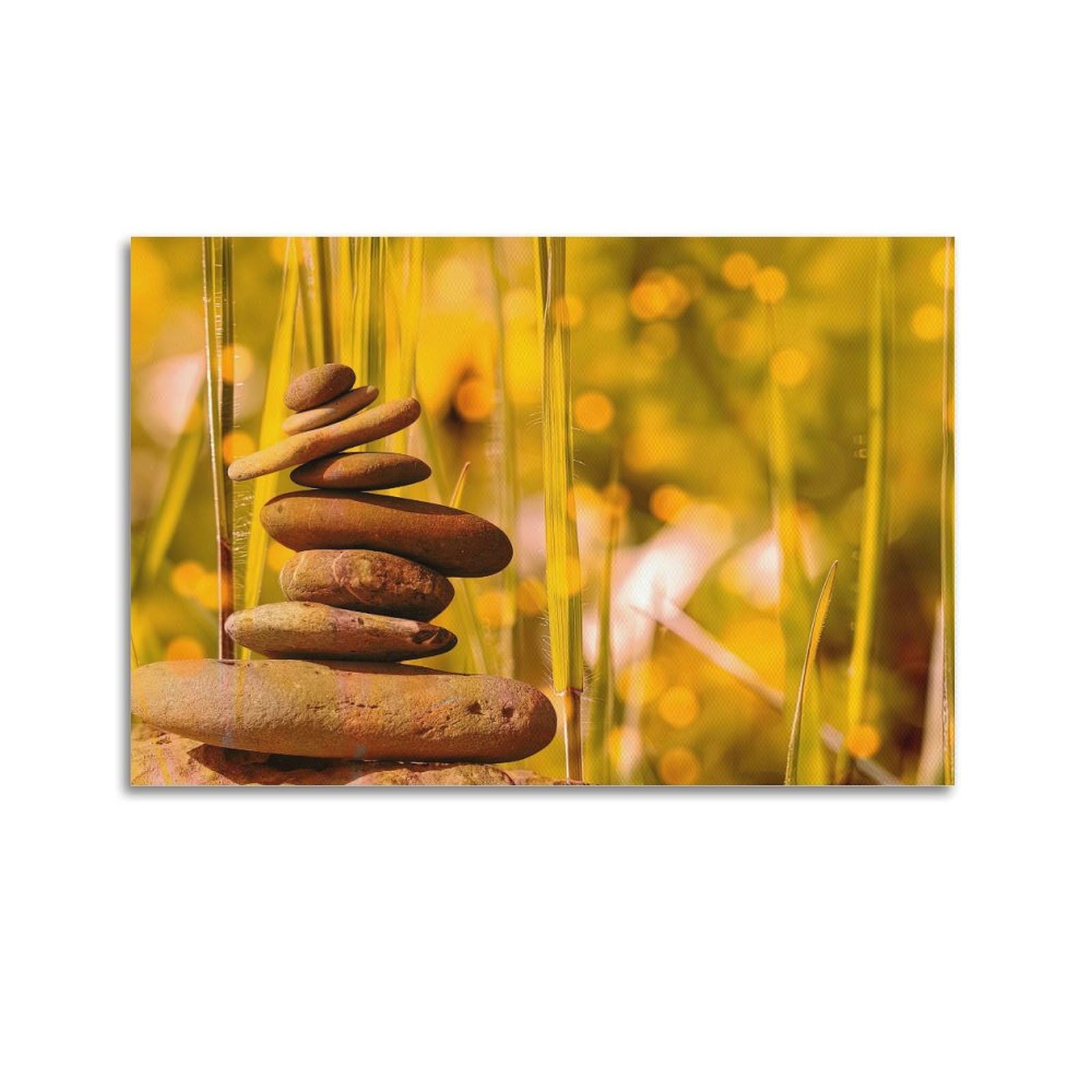 ZSZWHJ Zen Stones Poster Tranquil Stone Meditation Poster Decorative Painting Canvas Wall Posters And Art Picture Print Modern Family Bedroom Decor Posters 24x36inch(60x90cm)