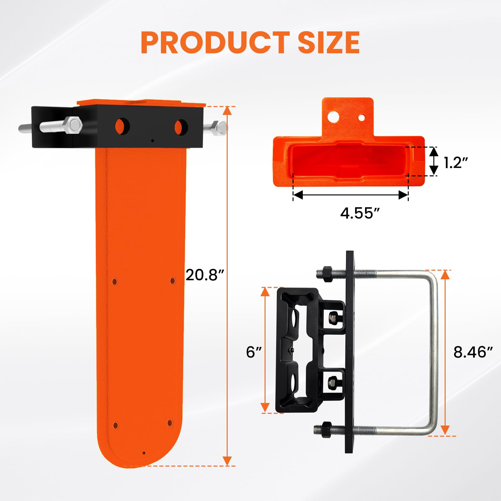 Kettensägenhalter für Traktor, TPU-Schutzscheide mit Abflusslöchern, belüftetes festes Design, 50,8 cm, Universal-Halterungs-Set für Traktoren, ATVs, UTVs, LKW, Orange
