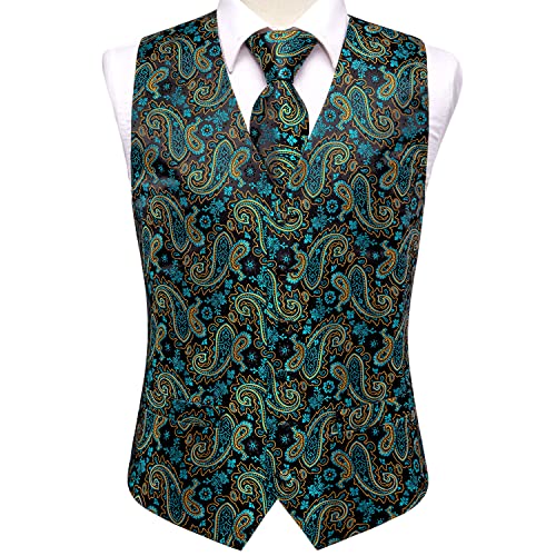 Hi-Tie Men's Suit Vest Business Formal Waistcoat Paisley Jacquard Tie Suit Waistcoat Set for Wedding Party2