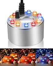 MOXTOYU Mist Maker, 12 LED Lights Ultrasonic Aluminum Mist Machine Humidifier, Multi-Purpose Plug-In Mist Water Fountain with Splash Guard, Mini Fog Atomizer for Halloween, Party, Pond, Fish Tank