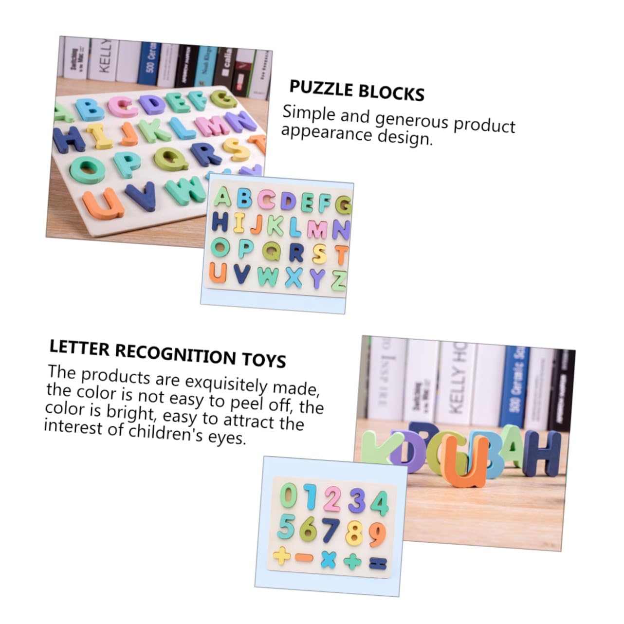 Hemobllo Educativo de Bloques Números y Letras para Puzzle Didáctico Seguro y para Desarrollo Cognitivo y Reconocimiento Infantil