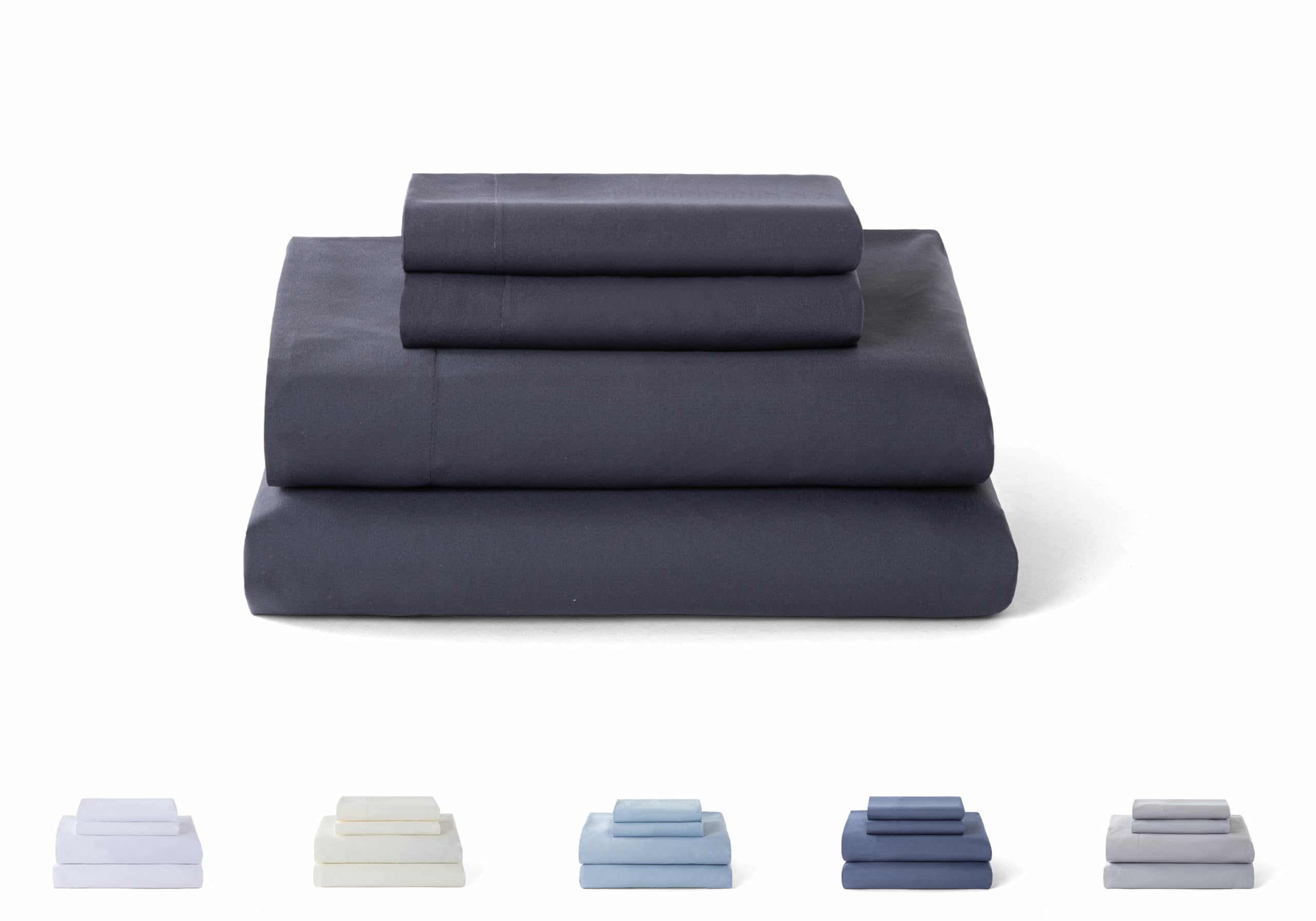 Todocama - 4-Piece Bedding Set - 5003 - Fitted Sheet - Top Sheet - Two Pillowcases 50 x 80 cm (Bed 90 x 190/200 cm, Dark Grey)