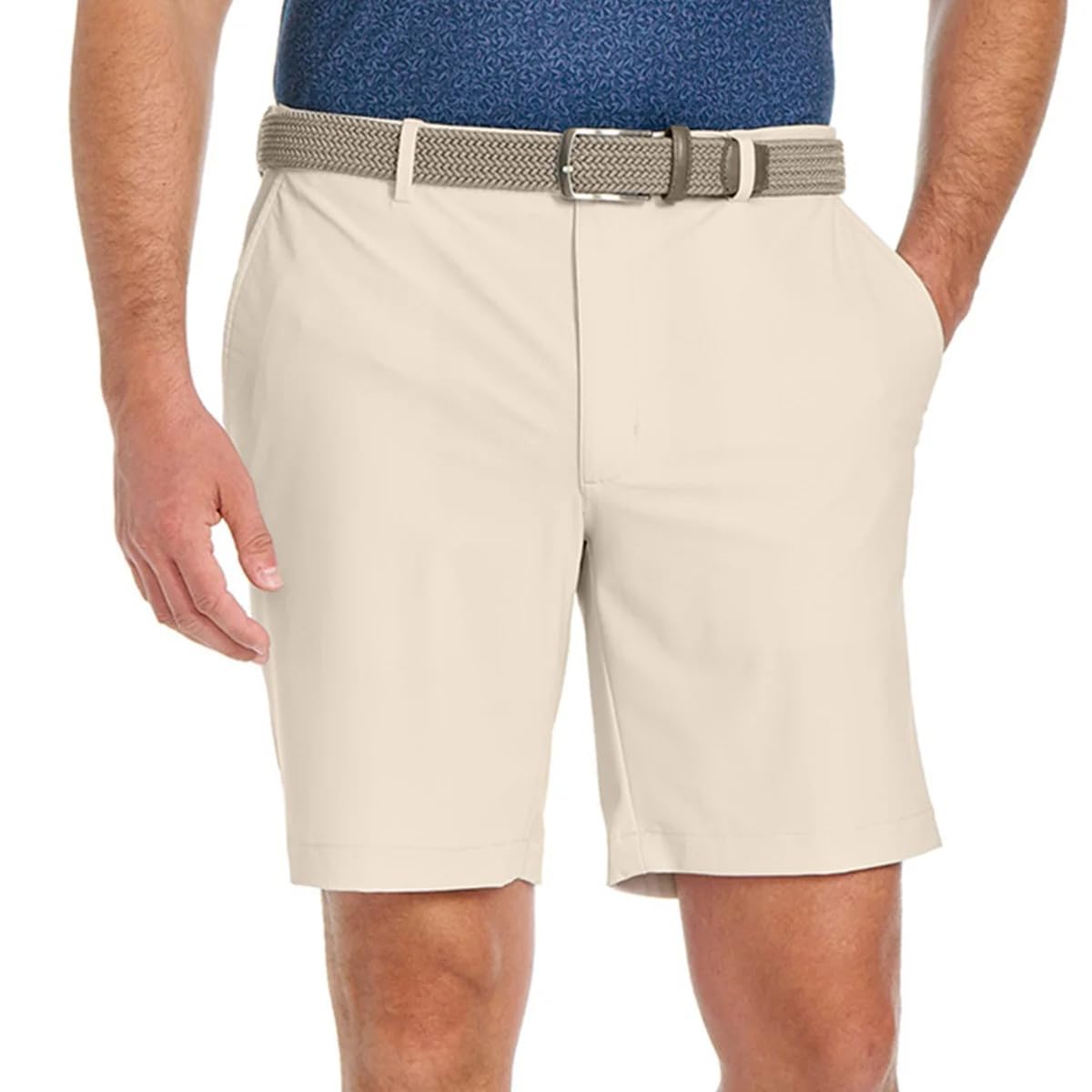 Greg Norman Men’s Stretch Flat Front Lightweight Short - 4-Way Stretch Fabric, Tan, 42