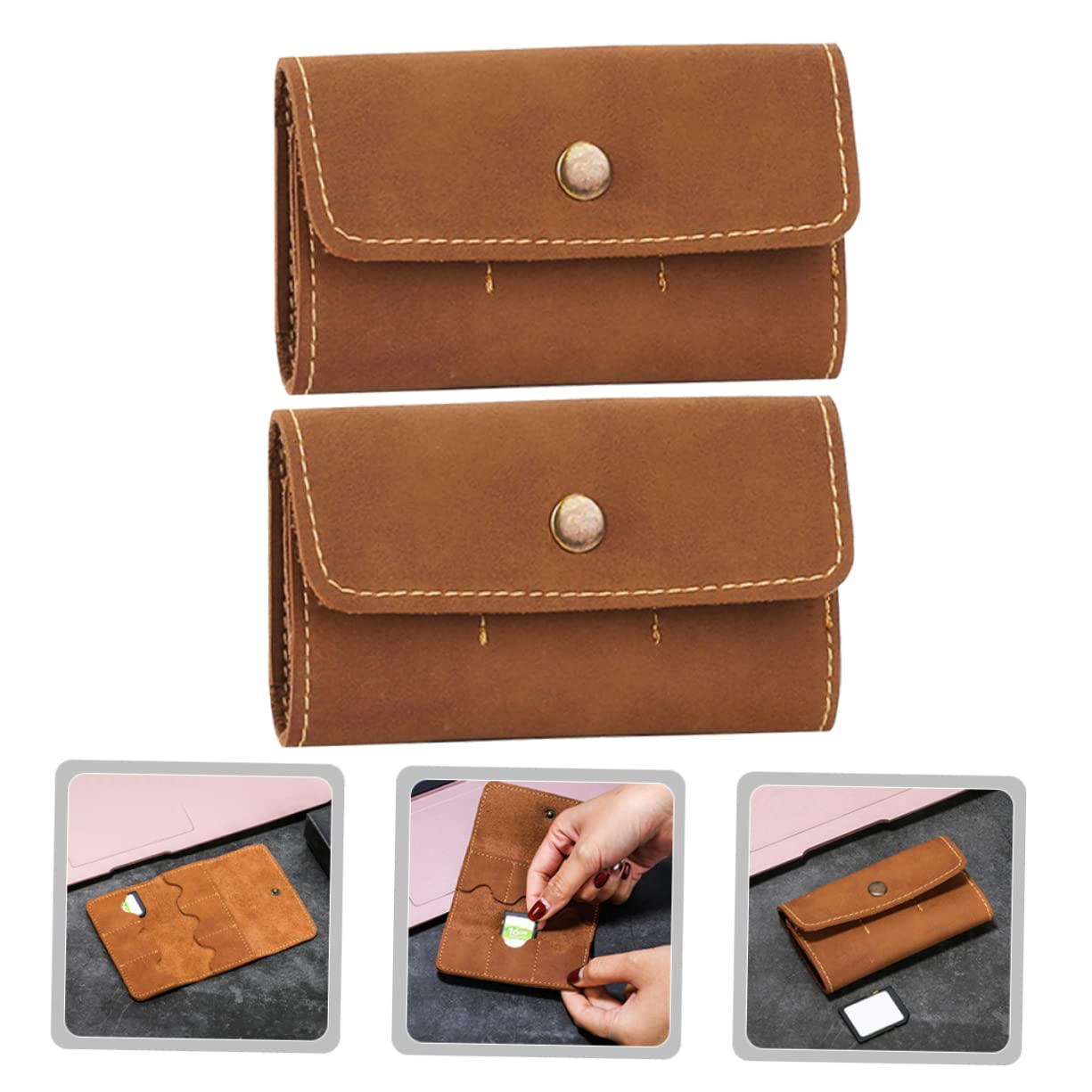 Happyyami 2 Pack Retro Camera Memory Card Case Card Holder Box for Phone Storage Wallet