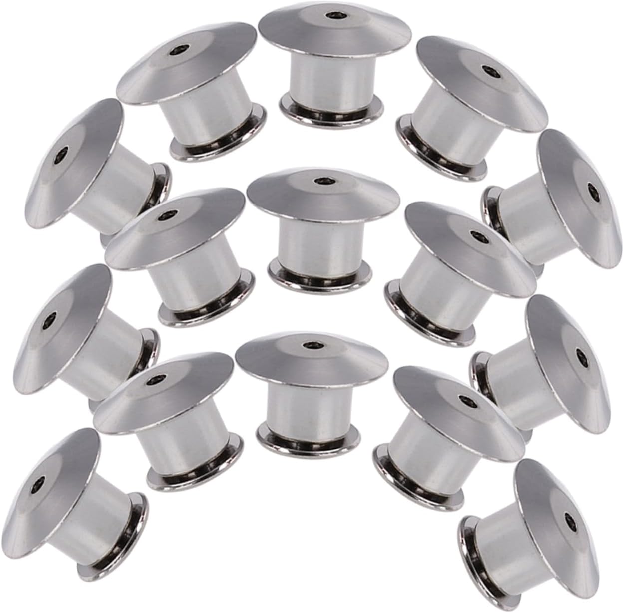 TEHAUX 88pcs Locking Pin Backs for Brooches and Badges Secure Clasp Keepers for Crafts Uniforms and Jewelry Making Convenient Pin Holders White Nickel Finish
