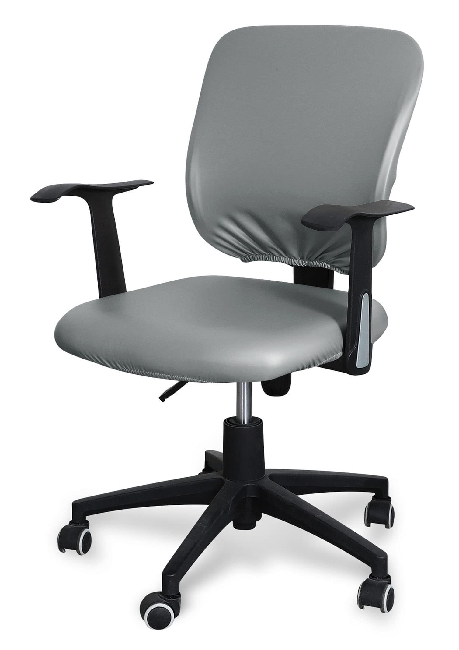 NMVAWIPT PU Leather Office Chair Cover, Water Resistant Computer Slipcover Stretch Boss Slipcovers Removable Protector(Grey)
