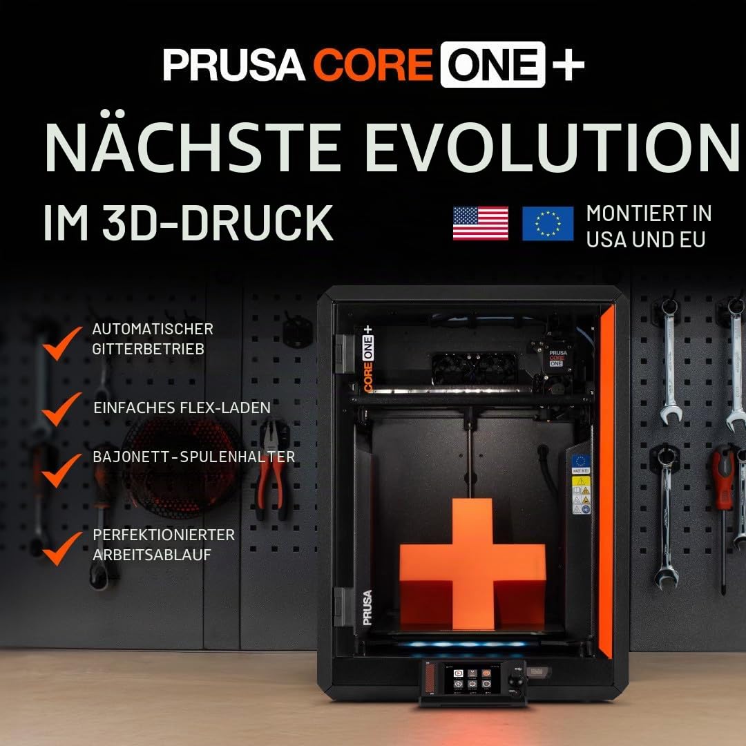 Original Prusa CORE One+ FERTIG MONTIERT – CoreXY High-Speed Profi-3D-Drucker für Hobby & Industrie Vollverkleidet mit aktiver Temperaturregelung Offline-Modus & 25x22x27cm Bauraum
