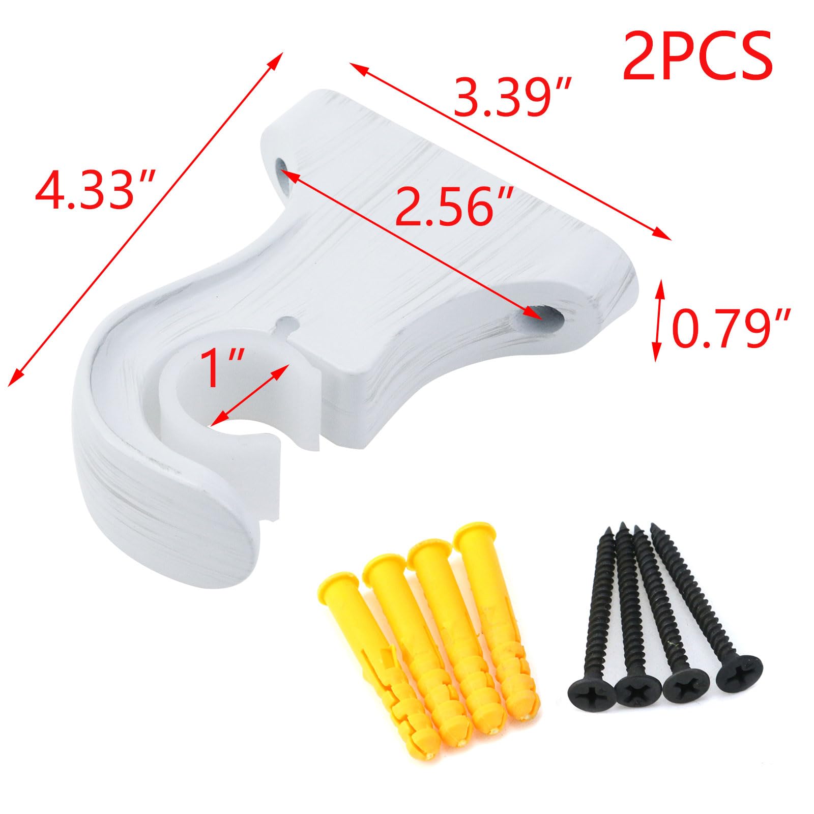 T Tulead Wood Curtain Rod Brackets White Support Bracket Wooden Single Bracket Drapery Rod Holder 2PCS with Screws