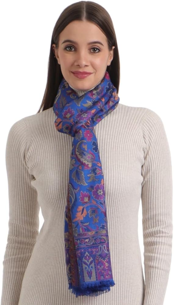 EH Kani Pashmina Silk Modal Stole, 8-Color Kani Weave Floral