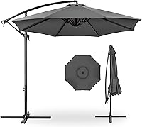 Best Choice Products 10ft Offset Patio Umbrella Gray - Easy Tilt Crank, Vented Shade for Backyard Pool Garden