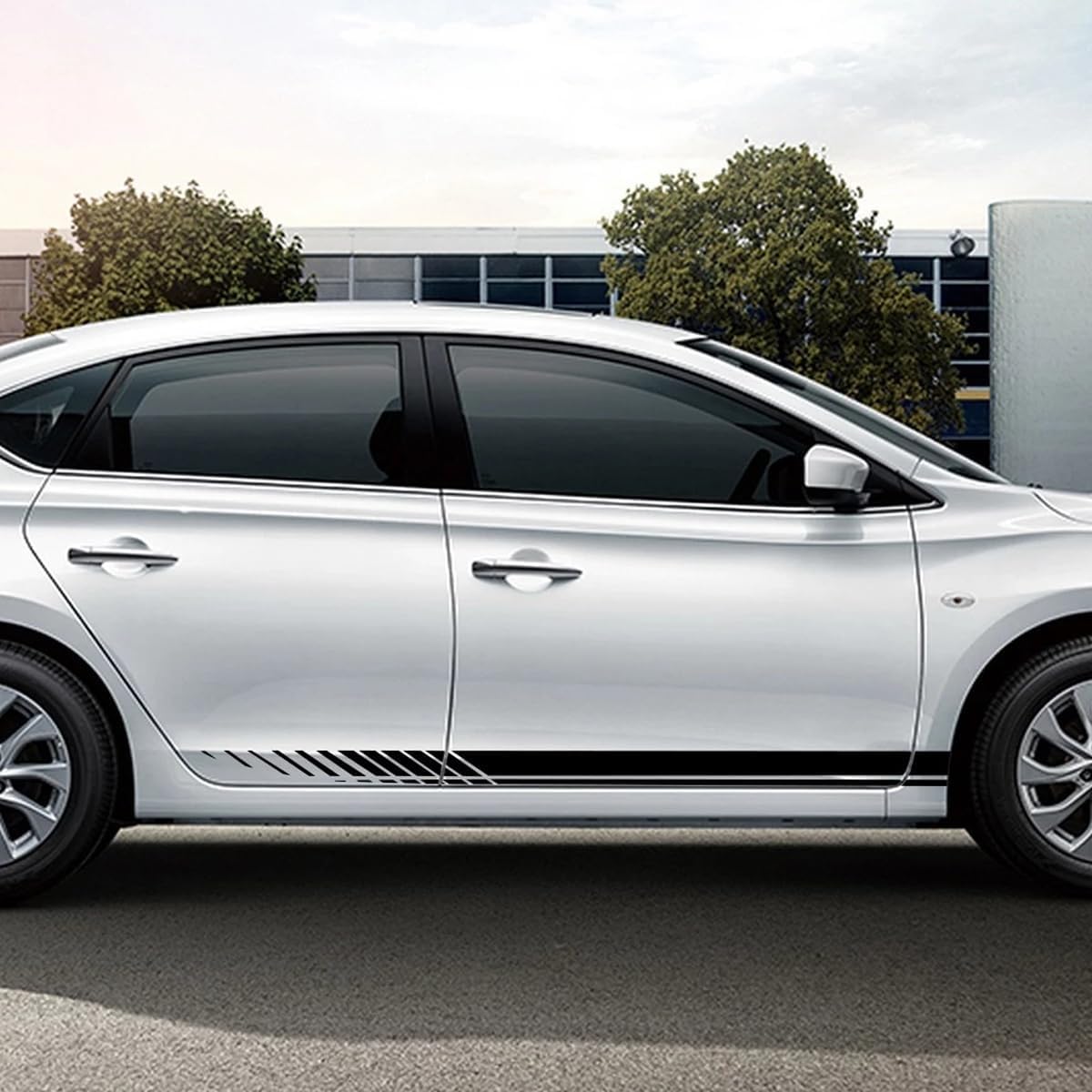 2 Pezzi Adesivi Minigonne Laterali per Skoda Scala 2019-2025, Strisce Decorative Pellicola Sportiva Portiera Esterna Tuning Carrozzeria Accessori,Black