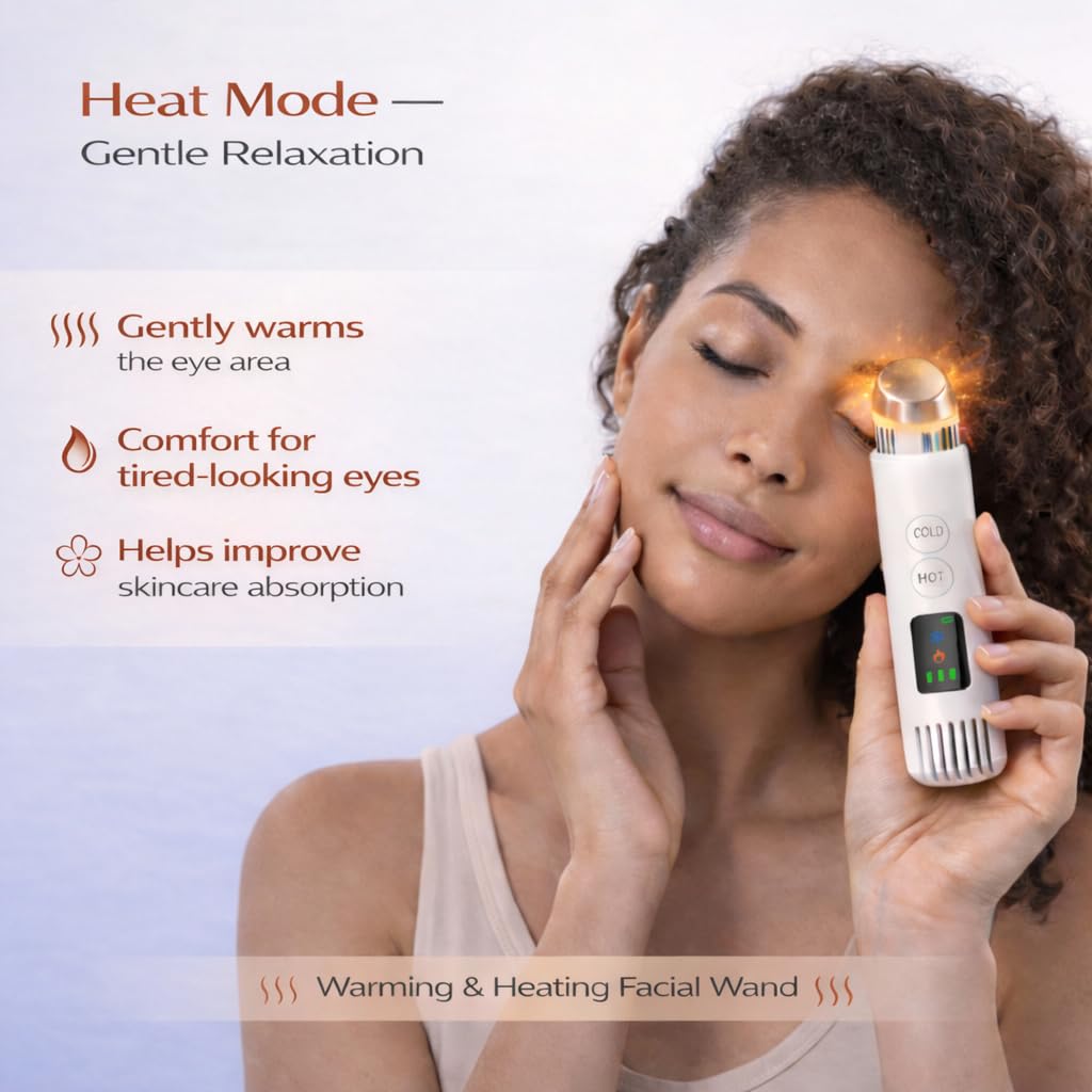 Bacchetta depuffing 2 in 1 per viso e occhi, temperatura regolabile, massaggiatore viso con raffreddamento e calore delicato, strumento portatile per la cura della pelle per gonfiore, occhiaie e pelle