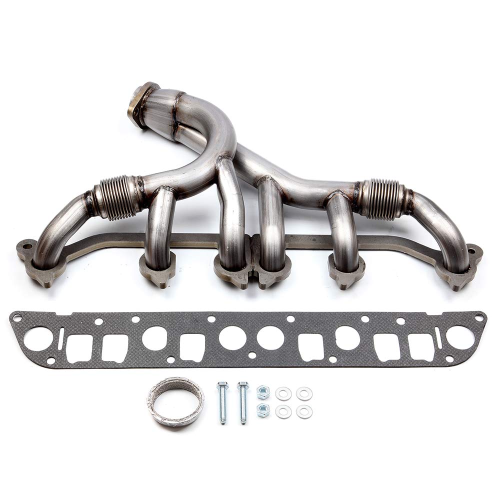 cciyu SS Exhaust Manifold Kit Fits 1991-1999 for Jeep for Cherokee 1991-1992 for Jeep Comanche 1993-1998 for Jeep Grand for Cherokee 1997-1999 for Jeep TJ 1991-1995 1997-1999 for Jeep Wrangler