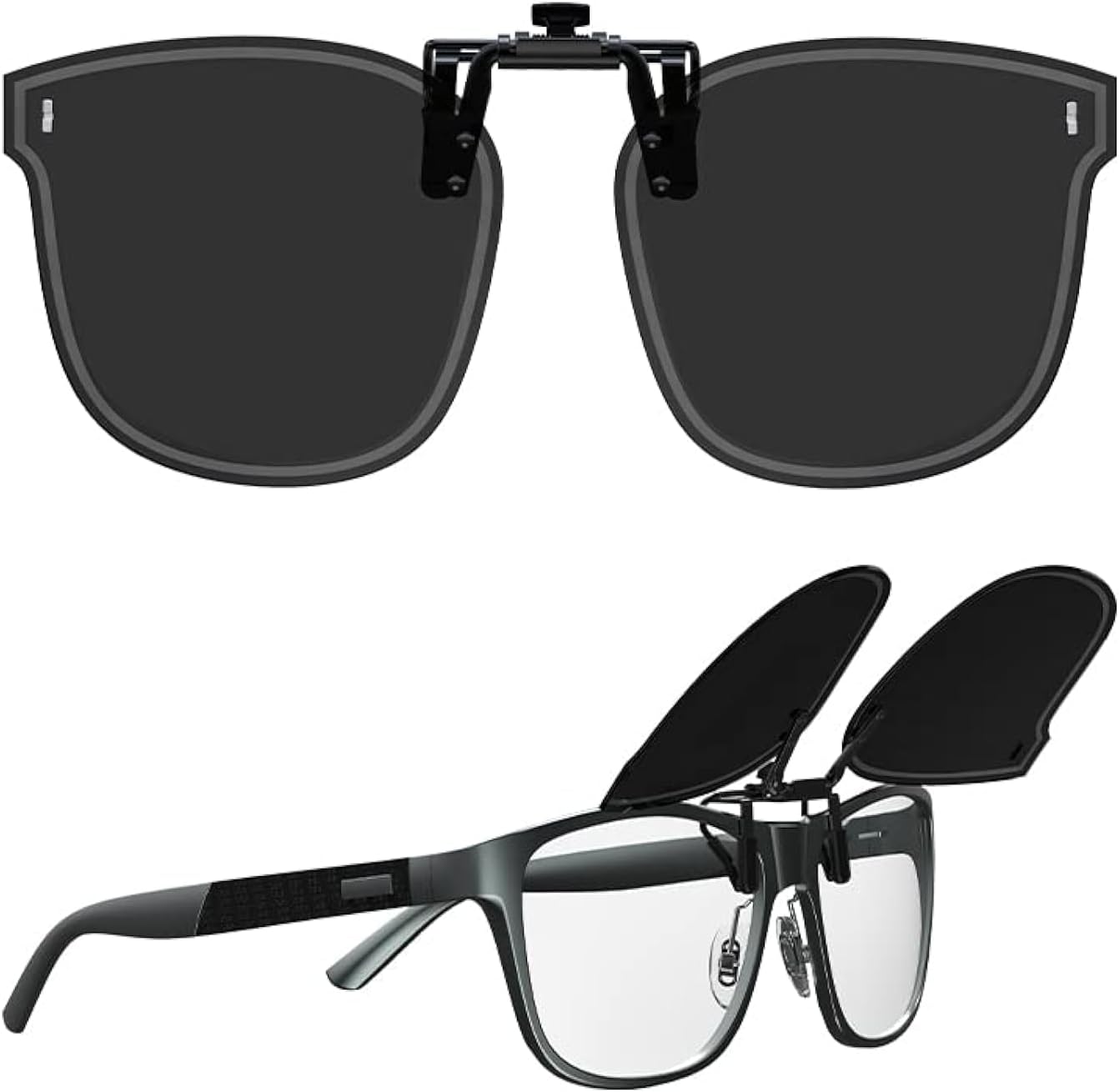 Goiteia Polarized Oversized Polarized Flip up Clip on Sunglasses over Prescription Glasses for Fashion Women UV400 Protection