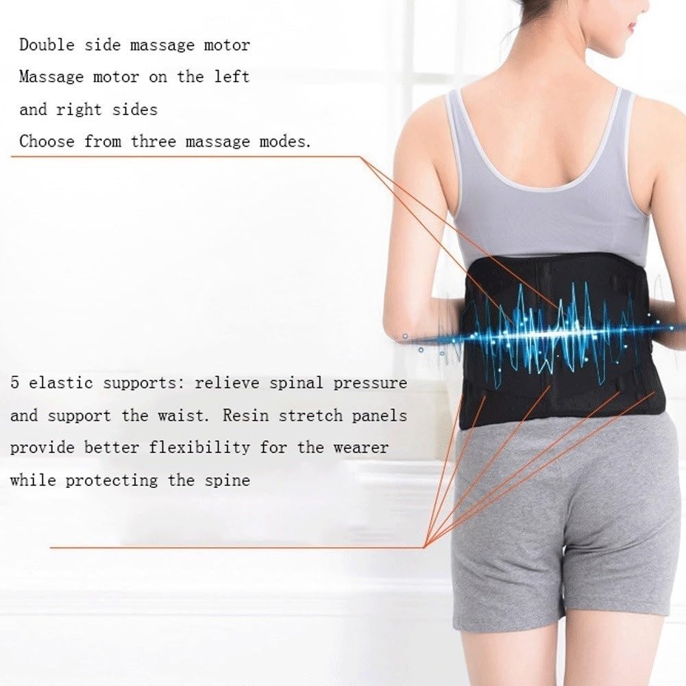 Lumber Brace Belt Calentamiento Eléctrico Vibración Masaje Soporte Lumbar For Mujeres Y Hombres Ciática, Hernia De Disco Dolor Alivio Longitud 110 Cm