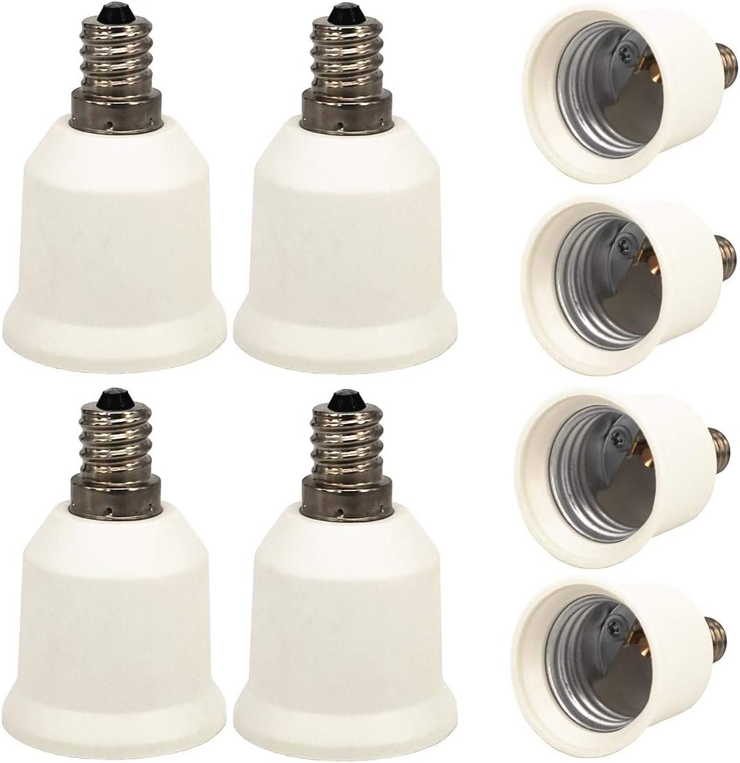 ZDCDJ 8pcs E12 Adapter E12 to E27 Lamp Base Adapter Converter, E12 to
