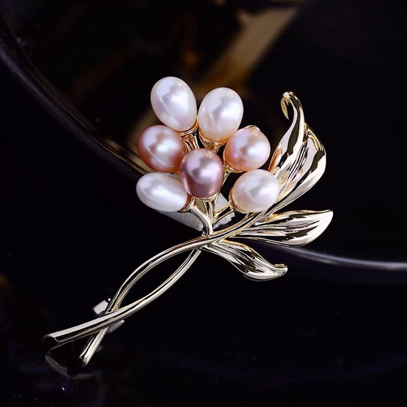 ZHSHYS Damen-Brosche, Anstecknadeln, Damenmode-Accessoires, Damen-Brosche, Elegante natürliche Perlenblume, Damen-Brosche, Blumenstrauß, Blumenform, Party-Bankett-Brosche, modische Broschen