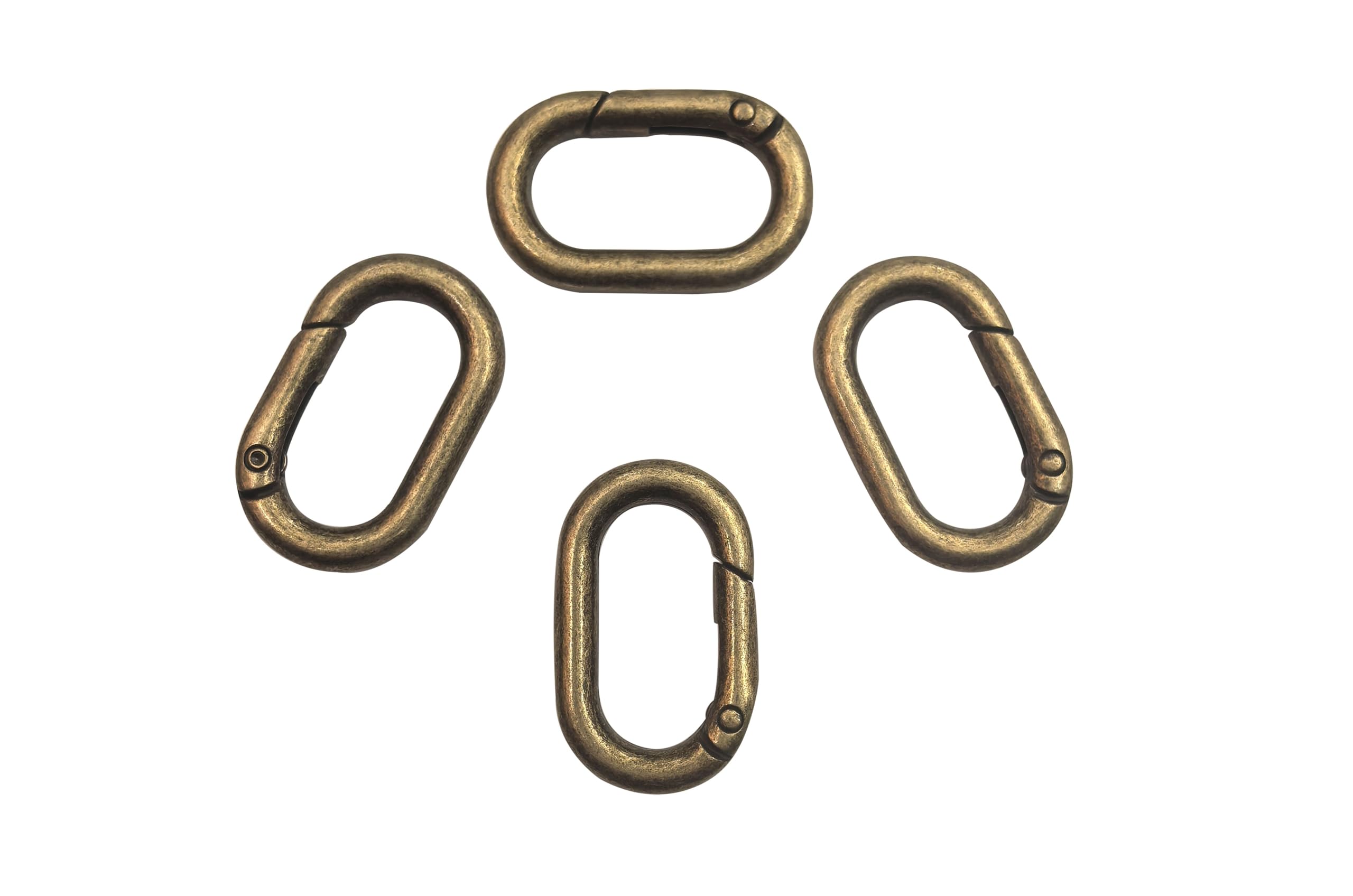 Bobeey 4pcs Antique Bronze Carabiner Metal Spring Key Ring,Spring Snap Hooks Clip,Oval Ring for Bags,Purses