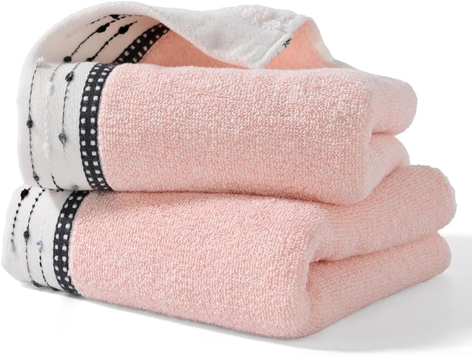 YiLUOMO Pink Hand Towels Tiny Furball Decorative Design Super Soft 100% Terry Cotton Highly Absorbent Hand Towel for Bathroom Home, Hotel, Spa (13 x 29 Inch, 2 Pieces) - Image 7