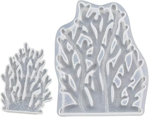 Molde epoxi coral con acabado mate, diseño de superficie de resina DIY, molde de silicona de fundición de resina, 1 grande y 1 pequeño, profundidad
