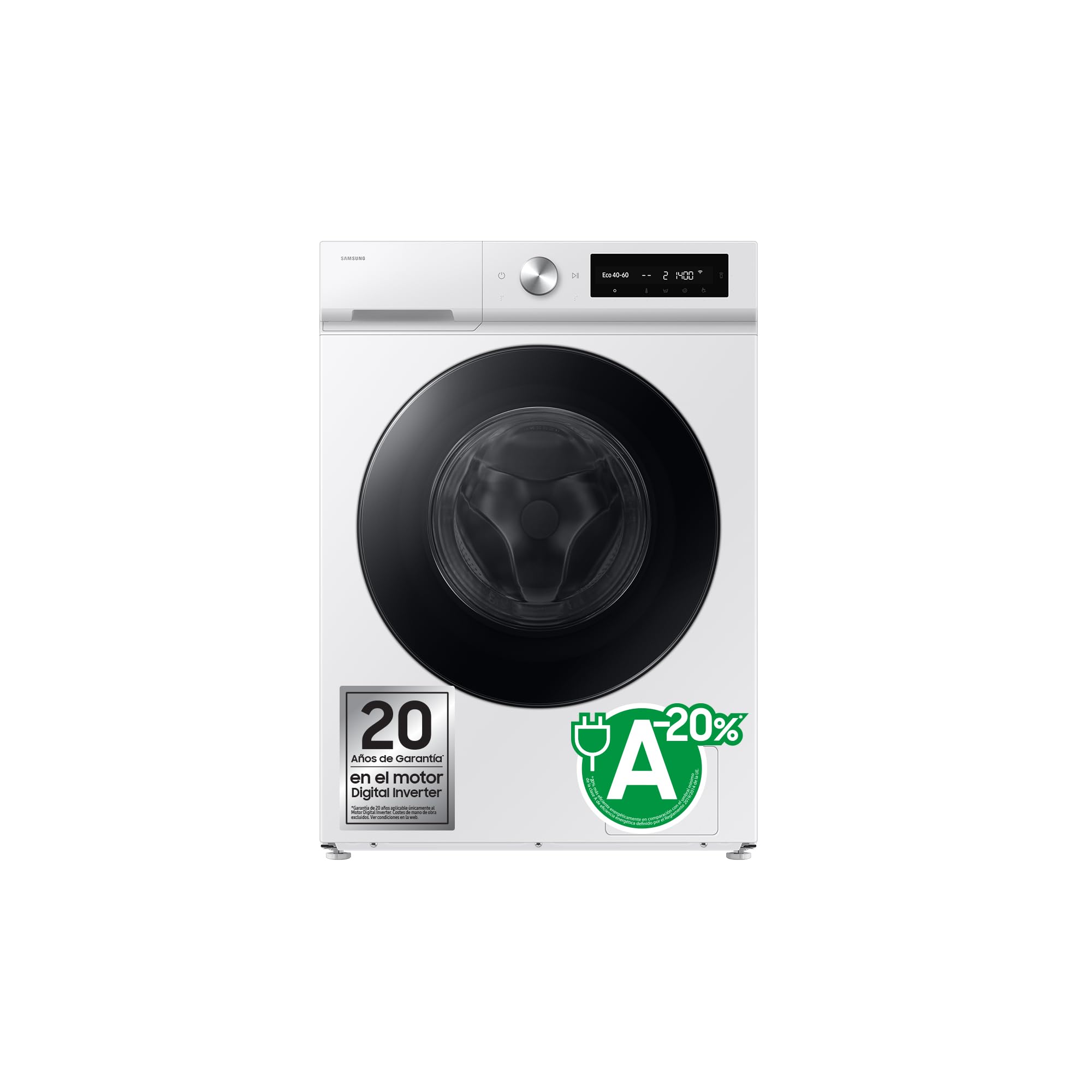 Samsung WW90DB7U94GEU3 AI EcoBubble Waschmaschine, 11 kg, Energieeffizienz A-20%, Super Speed 39, Dampf, Weiß