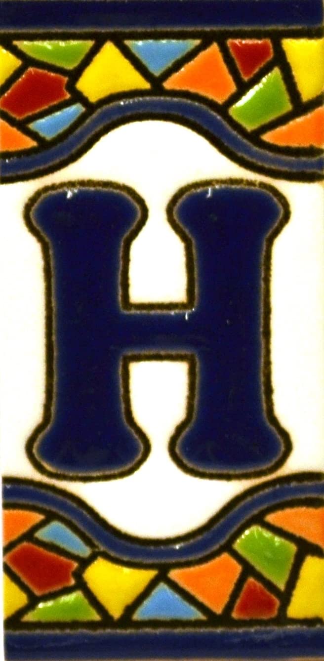 Art Escudellers Letter "H" House Letters 3 Inch. Handpainted House Letter Tiles For Signs, Addresses And Names. Address Numbers For Houses. House Address Numbers And Letters. Design Design Mosaico Mini 2,87" X 1,38" (Letter H)