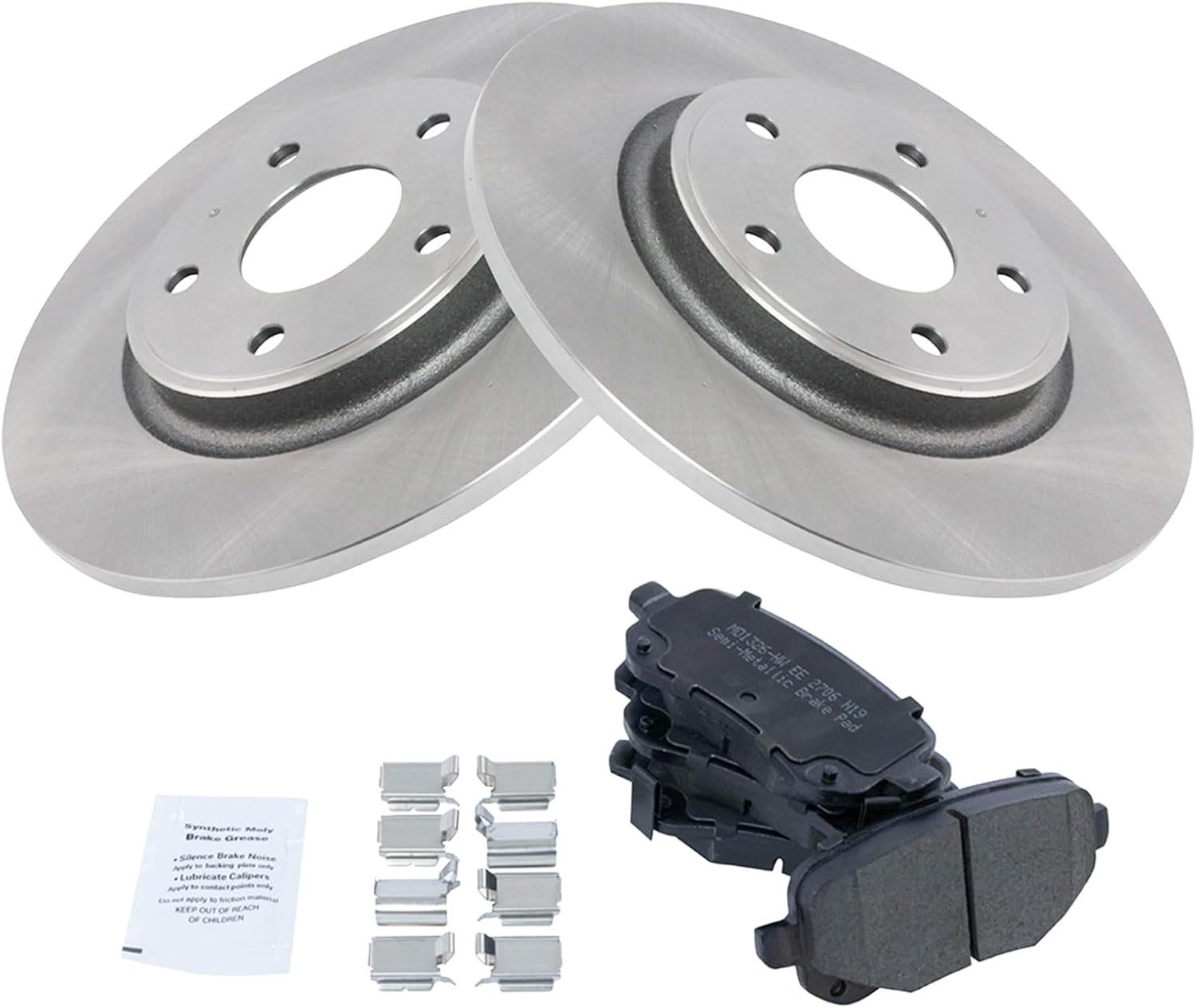 TRQ Rear Brake Pad & Rotor Kit Brake Pads Brake Rotor Semi-Metallic Compatible with 2011 Dodge Grand Caravan