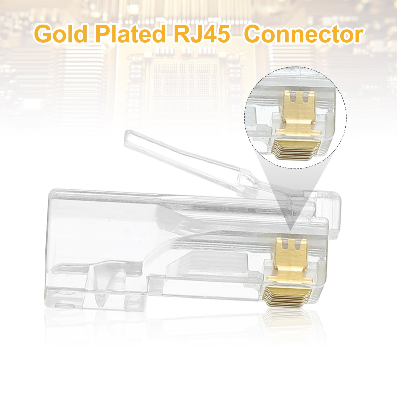 MECCANIXITY 100 connettori RJ45 Cat6, connettori RJ45, 8P8C, placcati in oro, con 100 connettori blu per cavi Ethernet UTP solidi o intrecciati, 1,1 mm