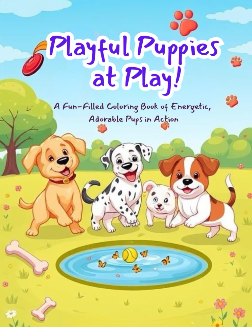 Playful Puppies at Play!: A Fun-Filled Coloring Book of Energetic, Adorable Pups in Action