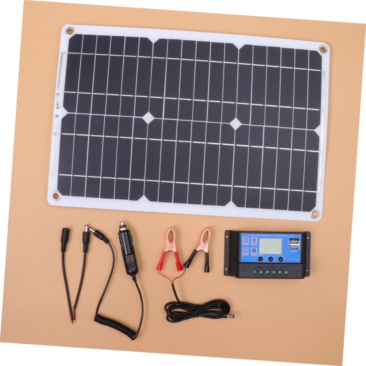 Milisten Panneau Solaire Monocristallin Charge Téléphone avec Contrôleur 18w 280x420, Semi-flexible Alimentation Extérieure, pour Activités en Plein Air