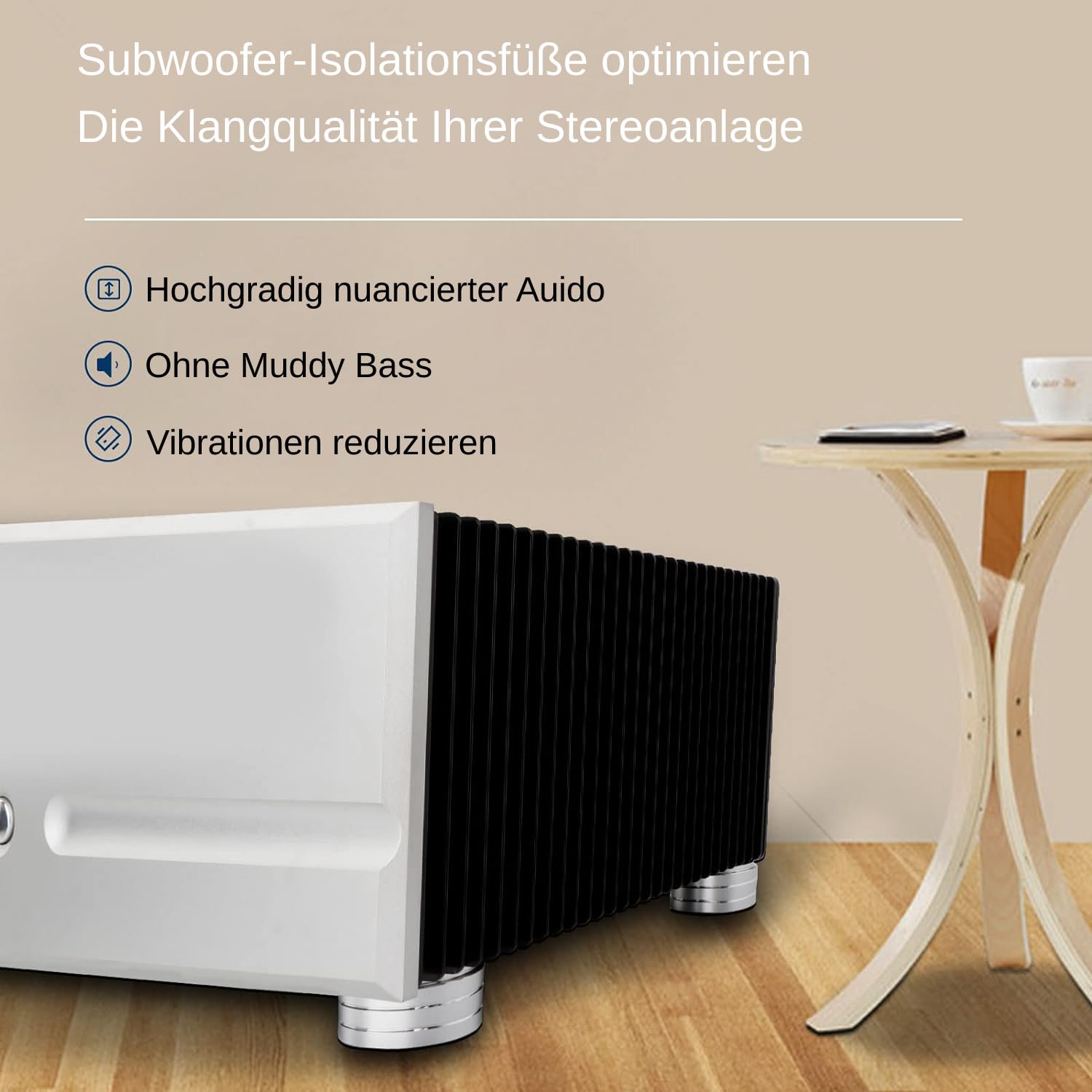 Monosaudio HiFi Spikes Pad 58 x 22 mm piedini in alluminio ammortizzatore per altoparlanti M4 x 0,7
