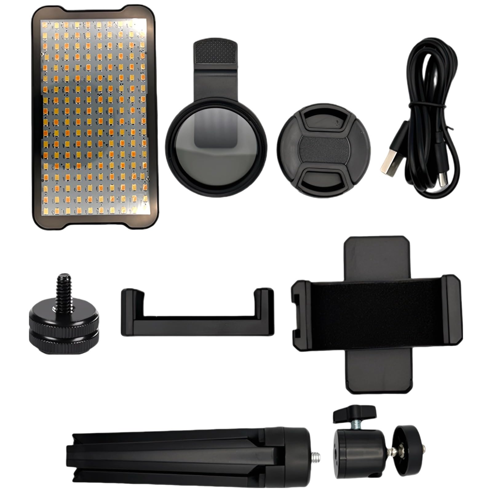 Zestaw lamp do fotografii tatuażu, ładowalna lampa LED z soczewką polaryzacyjną CPL 52 mm, pionowy uchwyt i statyw do smartfona, przenośne oświetlenie do studia fotograficznego dla artystów tatuażu
