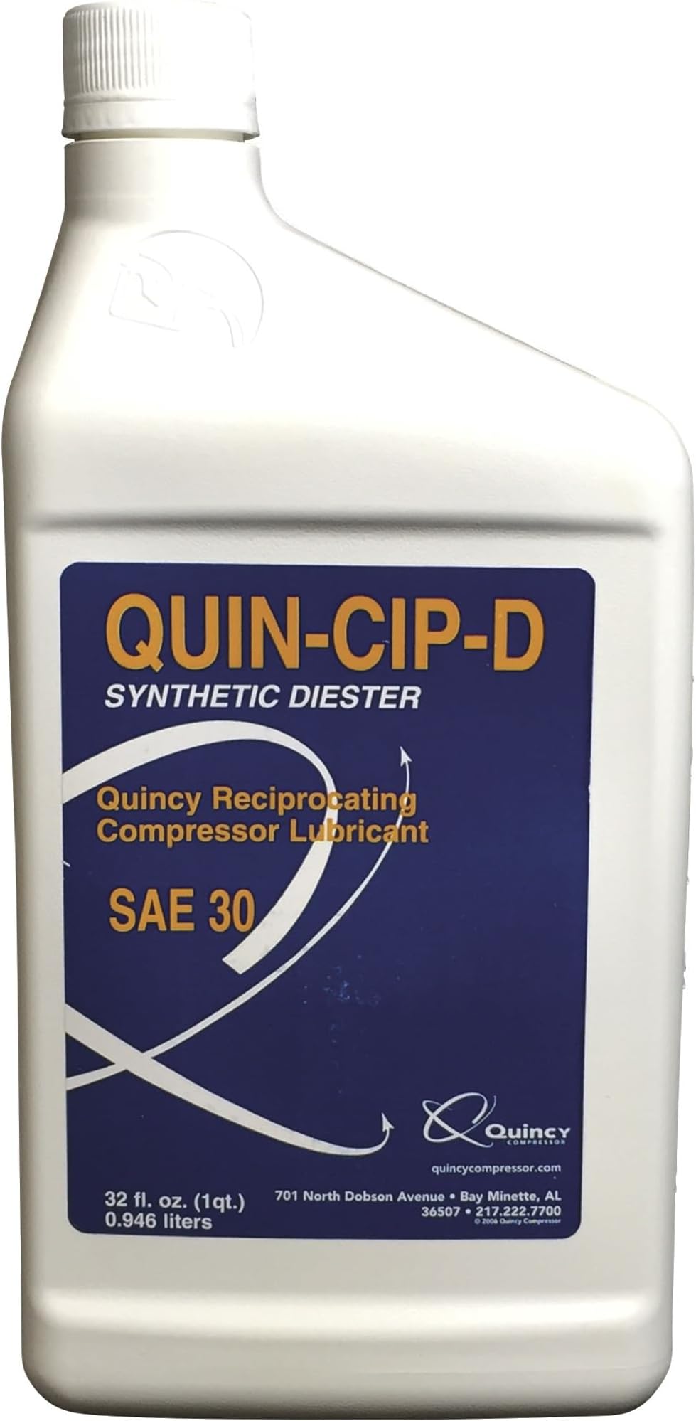 Quincy Quin-Cip Air Compressor Oil - D 30W, Synthetic Oil, Quart, Model Number 115468Q