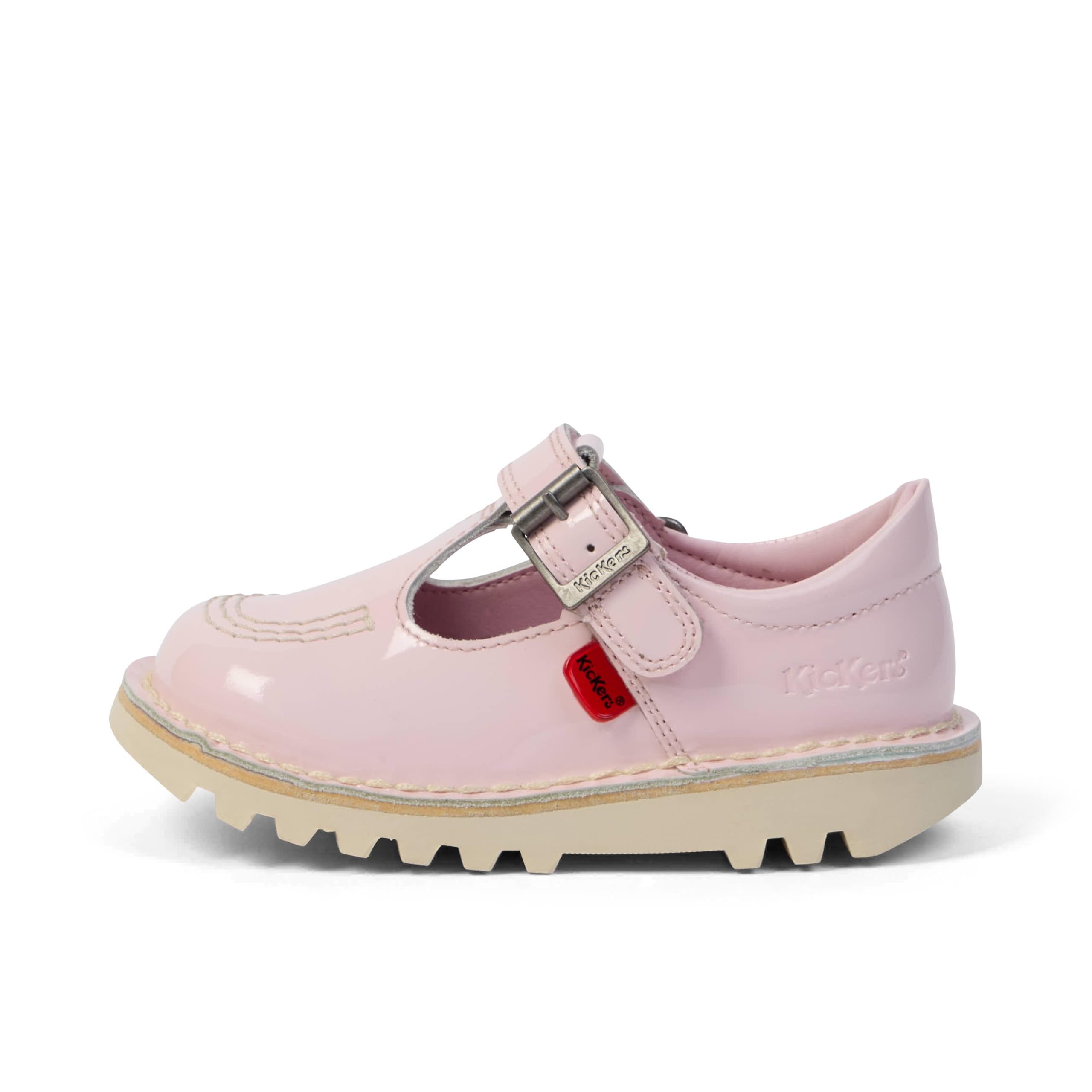 Kickers Kick T Bar Patent Leather Shoe - Pink