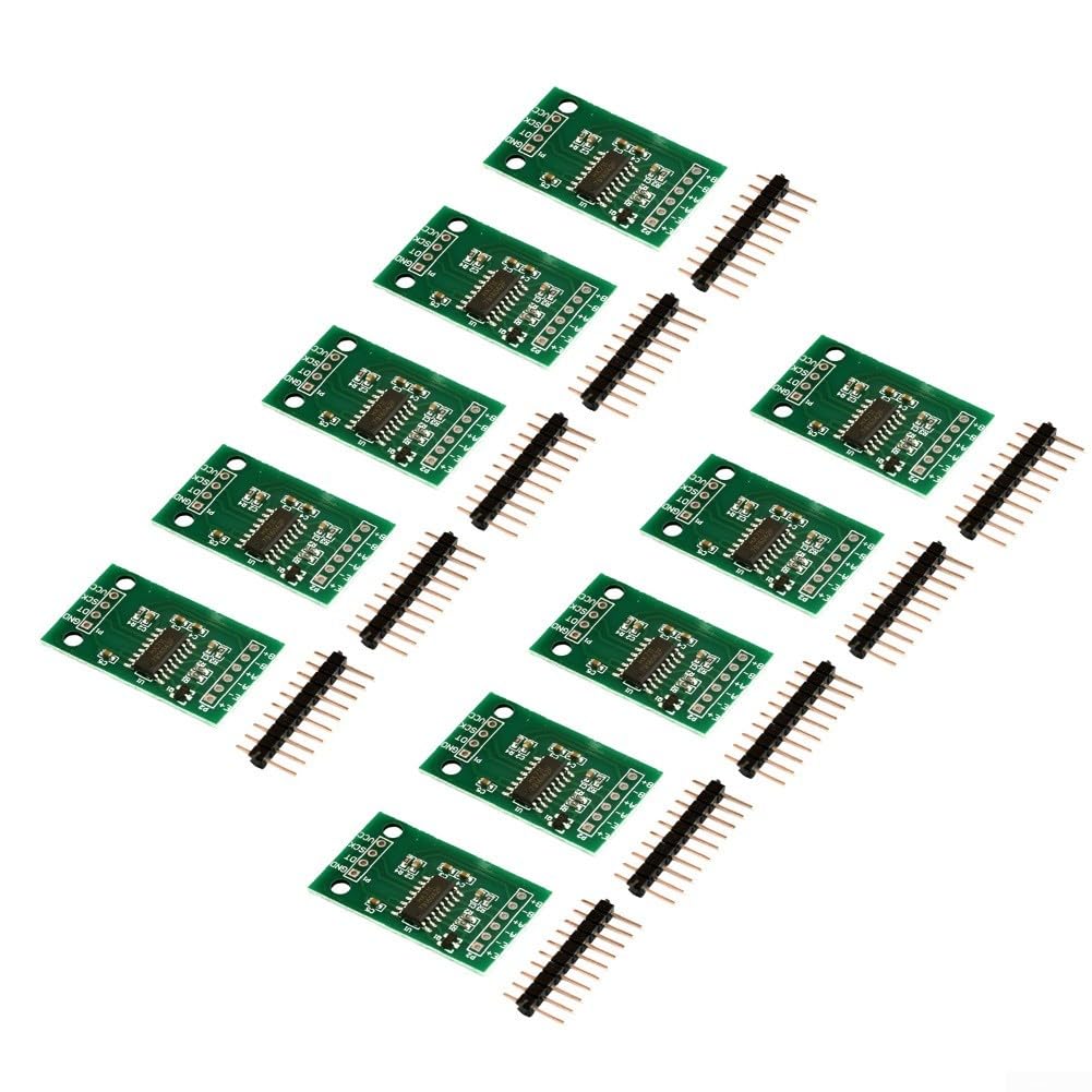 HX711 Modulo cella di carico con ADC a 24 bit e canali di ingresso doppi, guadagno programmabile per Arduino, basso consumo energetico, confezione da 10 (scheda grande)