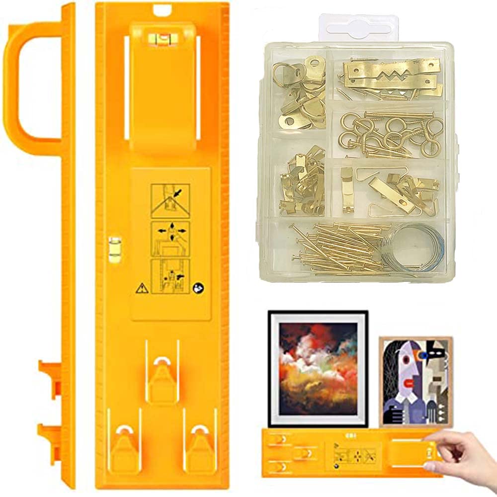 Sponsored Ad – ELECDON Photo hanging kit Picture hanging tool, with photo hanging wire, hooks, nails, hanging picture frame and portable picture frame level used to mark the position.