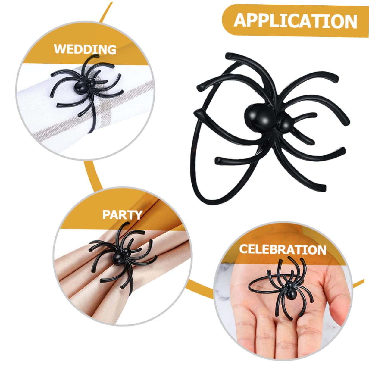 PRETYZOOM Pz portatovagliolo ragno Tovaglioli monotoni Fermatovagliolo Halloween mini tromba d'aria Decorazione della cena portatovaglioli arredamento ornamenti decorativi per tovaglioli