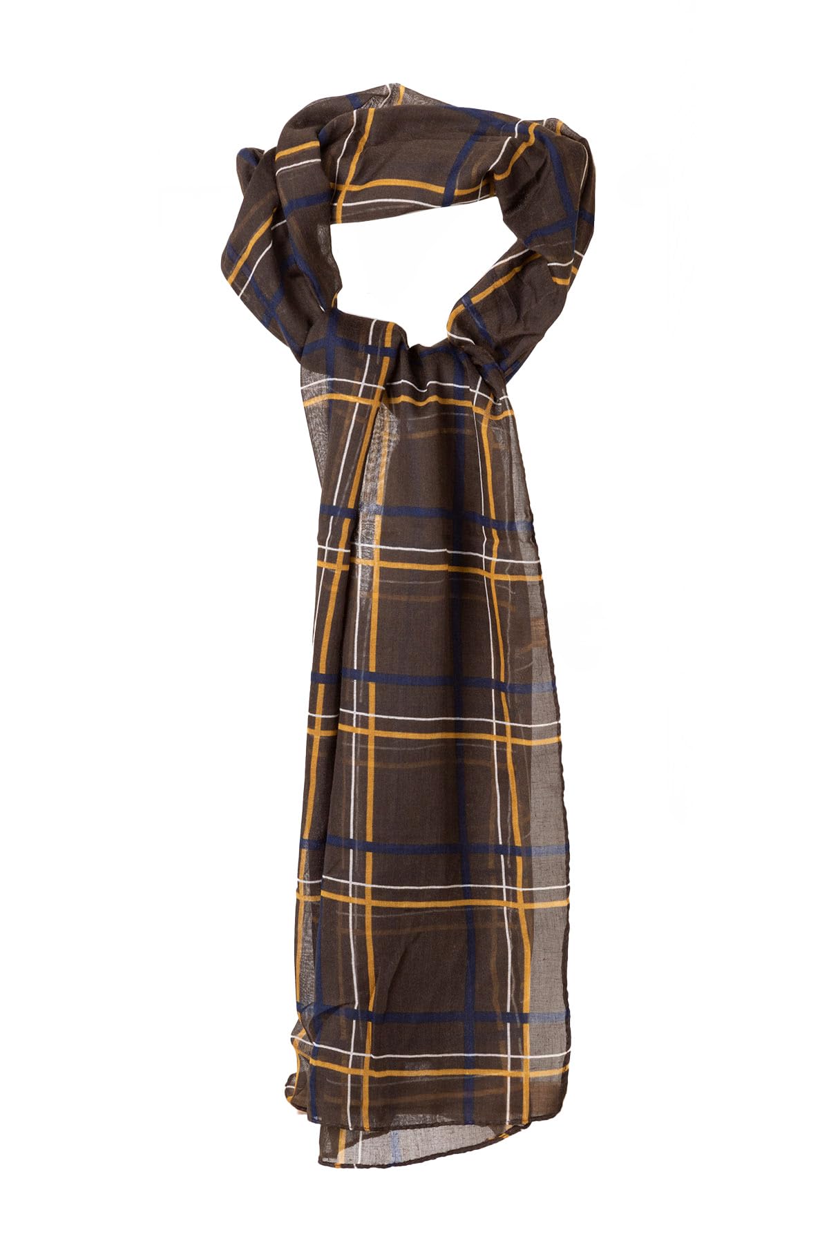 Rydale Ladies Floaty Scarf Stylish Checked Summer Women's Scarves Wrap Shawl 3 Colours (Bark, One Size)