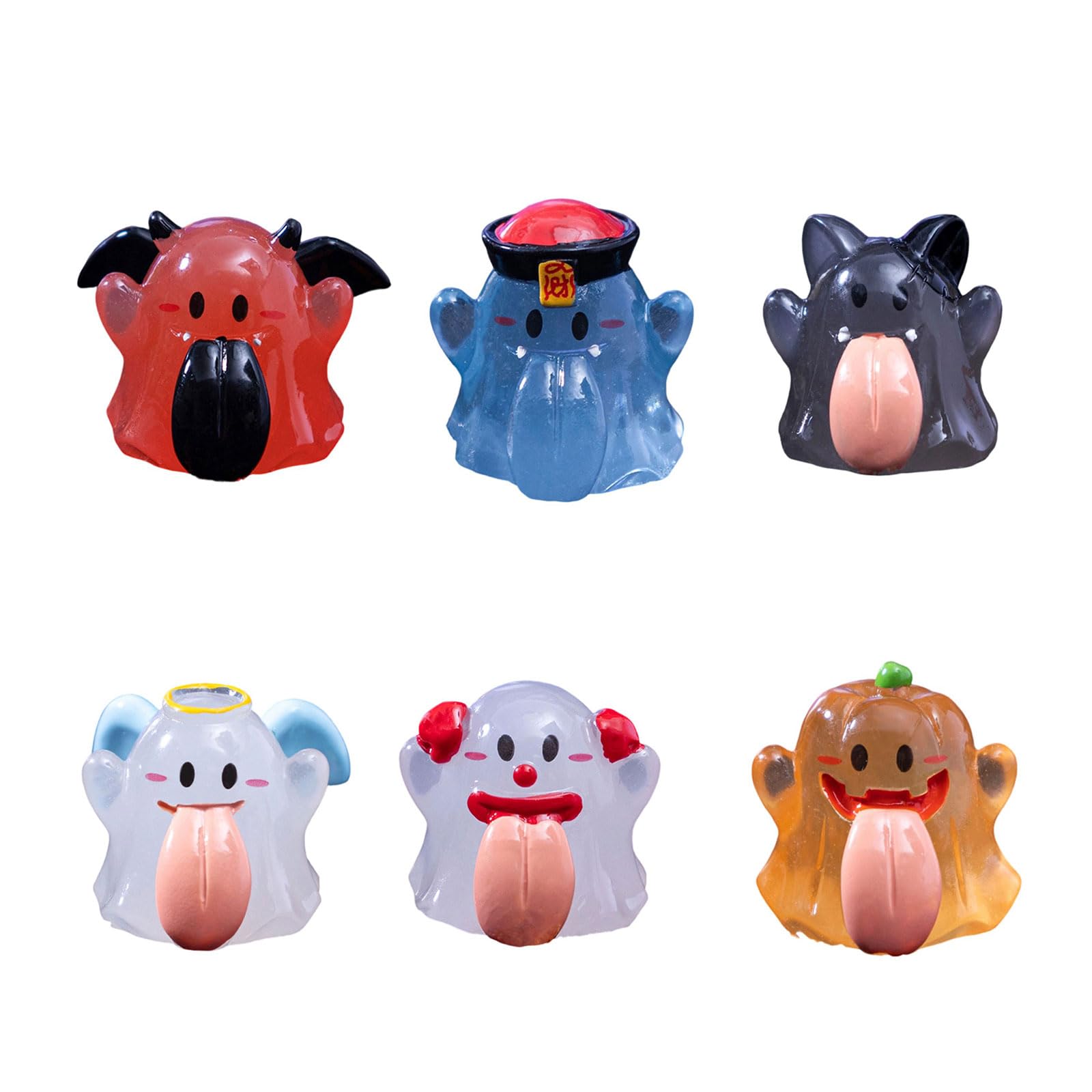 Kalttoy Multicolor Halloween Ghosty Figurines Resins Ghosty Statues Lights In The Darks Tongue Monsters Ornament Indoor Halloween Decors Glowing Figurines Scary Tongue Statue Resin Garden Decorations Outdoor Party
